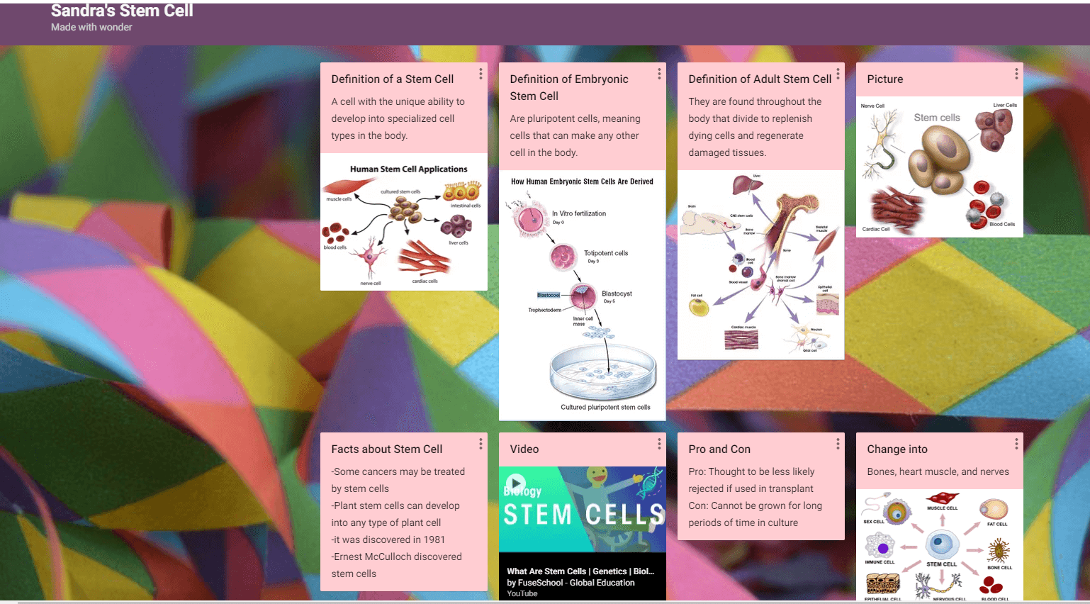 A students stem cell research project